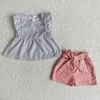 Vêtements Ensembles de la mode d'été Baby Girls Sprper Top Yellow Striped Shorts Set Wholesale Boutique Children Vêtements