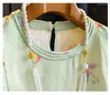Vêtements ethniques Style chinois Green Owck Office vintage Blouse de soie Fashion Fashion One Button Tassel trois quarts de manche Top Summer S-XXL