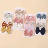 Hair Accessories 4Pcs/Set Baby Sweet Bows Hair Clips Gift Girls Delicate Print Hairpins Kids Hair Accessories Toddler Dress Hairgripe Headwear