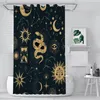 Cortinas de chuveiro Sol e lua astronomia Witch Zodiac Estrela impermeável Decoração CreativeBathroom com ganchos Acessórios domésticos