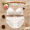 BHs Sets Pure Color Lace Sexy Girls BH Slips Set sammelt verstellbare dünne Dessous kleine Brüste Frauen Unterwäsche -Anzüge für Tropfen DHHEQ2