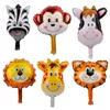 Décoration de fête 6pcs / lot Balloons de papier d'aluminium de tête d'animal Lion Hélium Ballon Jungle Safari Animaux Decor Baby Shower Balloin