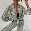 Cross Border Edition Street Trendy Print Byxa Set Long Sleeve Full Screen Off Shoulder Shirt 240514