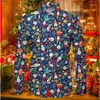 Camisas de vestido masculinas listam a camisa de festa social de flocos de neve de natal
