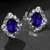 Stud Earrings Bridal Blu/Red Crystal Rhinestone Costume Jewelry For Valentine's Day Christmas Gift