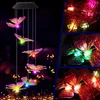 Dekoracyjne figurki Słoneczne Wiatr Jimes jasny kolor LED Lights Butterfly Wodoodporny lampa wisząca z dzwonkami na podwórko trawnik