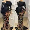 Eleganckie Aso Ebi Ebi Mermaid Sukienki wieczorowe długie rękawy cekiny Meramid Big Bow South African Style Dress Formalne suknie plus size 272Q