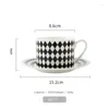 Tasses Bone China Coffee Mug tasse nordique Nordique Black and White Geométrique Geométrique Ceramic Tasses Original Breakfast Go