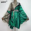 Bohemian imprimé auto-celté en liberté d'été élégant tunique de plage gratuite kimono femmes street warans décontracté robe maxi