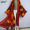 Kimono Africa tryck Kaftans Beach Wear Cover-Ups Elegant Cardigan Sexiga semesterkläder för kvinnor Vestidos Para Playa