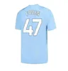 24 25 Haaland Soccer Jerseys Grealish Sterling Mans Cities Mahrez Fans Version Gk Kit de Bruyne Foden Football Shirt Kid Kit Uniform Purple Goaldecheepere