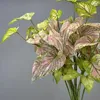 Decorative Flowers 3D Printing Artificial Green Plants Floral Plastic Color Taro Leaves Simulation Plant Red Palm Leaf Auditorium Decoration