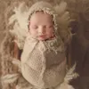 Vestidos de bautizo de fotografía recién nacida sombrero de mohair+empaque 2pcs/set accesorios de accesorios de fotos de fotos de bebé
