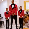 Notched Lapel Ring Bearer Boy's Formal Wear Tuxedos One Button Children Clothing For Wedding Party Red Jacket Black Pants BowTail 268s
