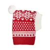 Hundkläder vinter jul husdjur varm hatt tecknad älskar snöflinga älg tryckt vindtät stickad för små medelstora hundar katter tillbehör