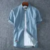 Herenblauwe denim shirts korte mouw Jean shirts zomer hoge kwaliteit mannen katoen licht blauwe denim shirts plus size l-8xl 240508