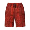 Short pour hommes maillot de bain Red Snakeskin Board Summer Python Skin Imprimé plage décontractée Pantalons courts hommes Custom DIY RUNI