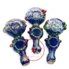Colorful Double Bowls Art Smoking Glass Pipes Portable Handmade Dry Herb Tobacco Filter Spoon Bowl Innovative Pocket Cigarette Holder DHL