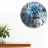 Wandklokken dahlia olieverfschildering abstract plant bloem blauw stil thuis café kantoor decor voor keuken groot