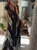 Lässige Kleider Damen für Frauen 2024 Ins Chic und elegante Frau Kleid Geometrisches Muster Boho drucken hübsche Kleidung Big Swing