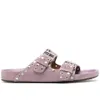 Donne donne 2024 coglione in pelle scamosciata in pelle vera e propria tacchi piatti sandali estivi infradito estate sliple slip-on slip-on da sposa scarpe gladiator rivetti fibbia fibbia spessa fondo saa