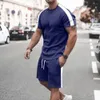 2PCSSet Sports Suit Men Tracksuits Summer Mens Sets Short Sleeve T -shirts Shorts Twopee Set Outfits 240422