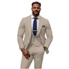 Herenpakken Business 3 stuks Twee knoppen Tweede knoppen Wedding Bruidegom Formele kledingset Tuxedos Blazer Custom Made Jacket Pant Vest