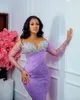 Robes de fête Light Purple Nigeria Sirène Soirée pour les femmes Sweet Long Sweeve Train Train Lave Lace Crystal Robes de mariage