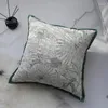 Pillow Green Velvet Natural Plants Jacquard Chenille Cover Decorative Case Country Style Sofa Chair Bed Coussin
