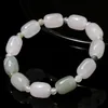 Charmarmband JD Natural Stone Ice Green Jade Barrel Shape Bead Bracelets Women Fashion Jewelry 10*14mm Energy Stretch Bangles Yoga Hand Gift Y240510