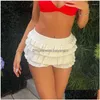 Women'S Shorts Womens Y2K Knit Women Ruffle Layered High Elastic Waist Bloomer Cloghet Tiered Lolita Sexy Mini Pettipants Drop Deliv Dhc24