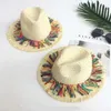 Brede rand hoeden stro hoed Mexicanen Starw Sombrero Beach met kleurrijke Tassel Fedoras Jazzs Dropship