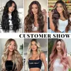 Factory wholesale HD Body Wave Highlight Lace Front Human Hair Wigs For Women Lace Frontal Wig Pre Plucked Honey Blonde Colored Synthetic Wigs Hair fast ship