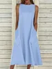 Casual Dresses Vacation Women's Maxi Vestidos ärmlös a-line solid kjol streetwear klänning för kvinnor eleganta damkläder