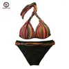 Dames badkleding ching yun bikini vrouwelijk speciale chiffon kleur streep tweedelig metaal groot formaat hard cup badpak baden