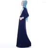 Abbigliamento etnico Turchia musulmana Bangladesh Gonna lunga Colore della moda Colore abbinamento Collaro Stand-up Female Abaya Maleysian Dress Dhzrh