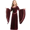Halloween Medieval Hooded Child Girls Queen Vampire Dress Costume