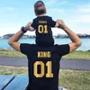 Family Matching Outfits Funny Daddy and Baby KING PRINCE letter Print Clothes Family Look Outfits for Dad Son Daughter T-shirt Family Matching Clothes T240513