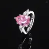 Кластерные кольца Light Luxury S9254 Silver Pink Geometric Water Drop Ring Ring Fashion Fashion Simple Design Banquet Party High Class Women's Jewelry