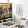 Bath Mats Notre Dame De Paris Printed Shower Curtains Set Polyester Bathroom Curtain 180x180cm With Mat