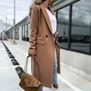 Damesjassen vrouwen jas elegante lange blazer vrouwelijk allemaal match mouw knop placket winter overjas pak sleutelgrench