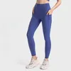 Abiti da uomo allineare allineamento ad alta vita in alto annebbia pantaloni da yoga tessuto nudo con tasche gust sport leggings fitness da corsa da donna con abbigliamento sportivo