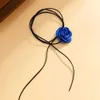 Chokers Romantische Gothic Rose Clavik -Kette Halskette geeignet für Frauen koreanische Mode verstellbare Seil Halskette Y2K Accessoires D240514