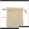 Jewelry Pouches Bags Pouches Bags Display 50Pcs Small Natural Linen Pouch Burlap Jute Sack With Dstring Packaging Bag Jewelry Ipcdl D Dhcse