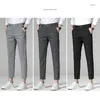 Pantaloni maschili primaverili e estivi lavoro allungamento anlkle lunghezza uomo in cotone sottile grigio grigio chiaro maschio marchio pantalone 38 38