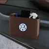 Adesivos de carro Caixa de armazenamento da porta do carro sob couro sob o lixo lixo de lixo pode sacar acessórios para Volkswagen rline jetta besouro de golfe cc polo passat t240513