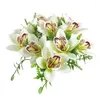 Dekorativa blommor 10st/bukett handgjorda siden blommor kreativ perfekt färg konstgjord orkidé elegant vacker 3d falsk