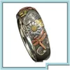 Anelli a grappolo anelli a cluster Punk Vintage Metal Skl Anello gotico intagliato Dragone Dragro Girasole fresco maschi