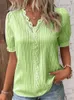 Womens Summer Top 2024 Solid Sexy VNeck Hollow Short Sleeve Shirt Fashion Splice Plus Size Blouse Loose Street Apparel 240506