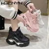 Casual Shoes luksusowy damski platforma Chunky Sneakers Woman 2024 Fashion Women Sport Sport Róż White Sport Treaker Tennis Elegancki